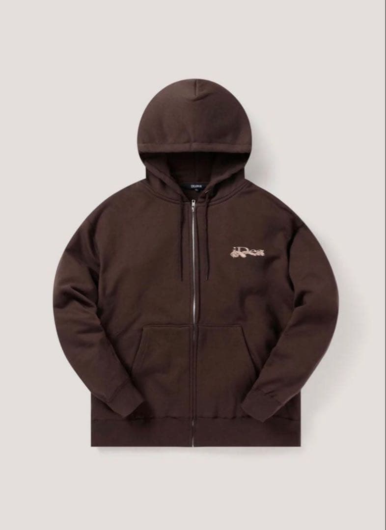 ideaswam ジップパーカー 茶色 XLサイズ 刺繍 - メルカリ