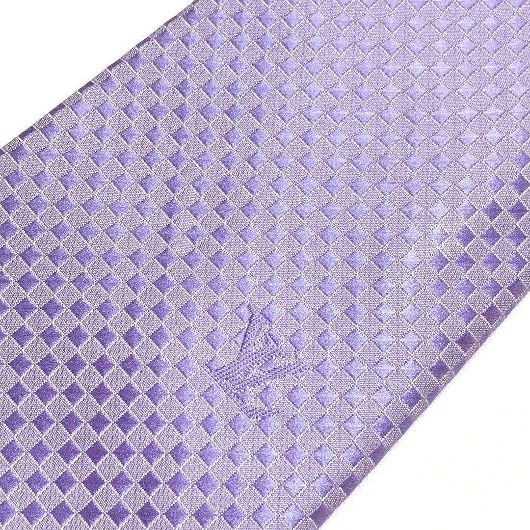 未使用級 ルイヴィトン Louis Vuitton ネクタイ パープル ダミエ