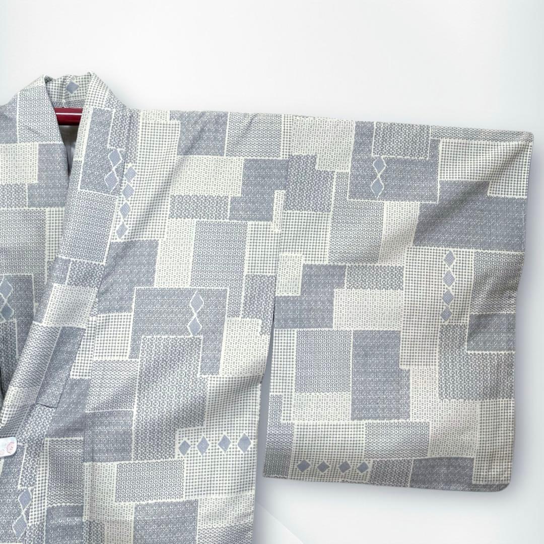 未使用美品✨】東レシルック さんび 洗える着物 小紋 胡粉色 白系 紬調