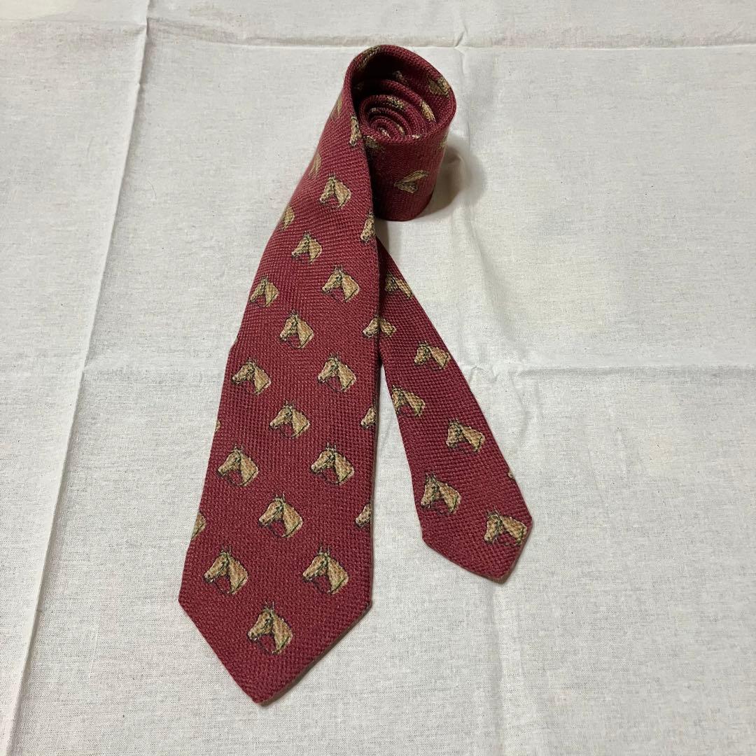 Drake's ドレイクス ネクタイ ホース柄 馬 バーガンディ Drake's ドレイクス ネクタイ ホース柄 馬 バーガンディ