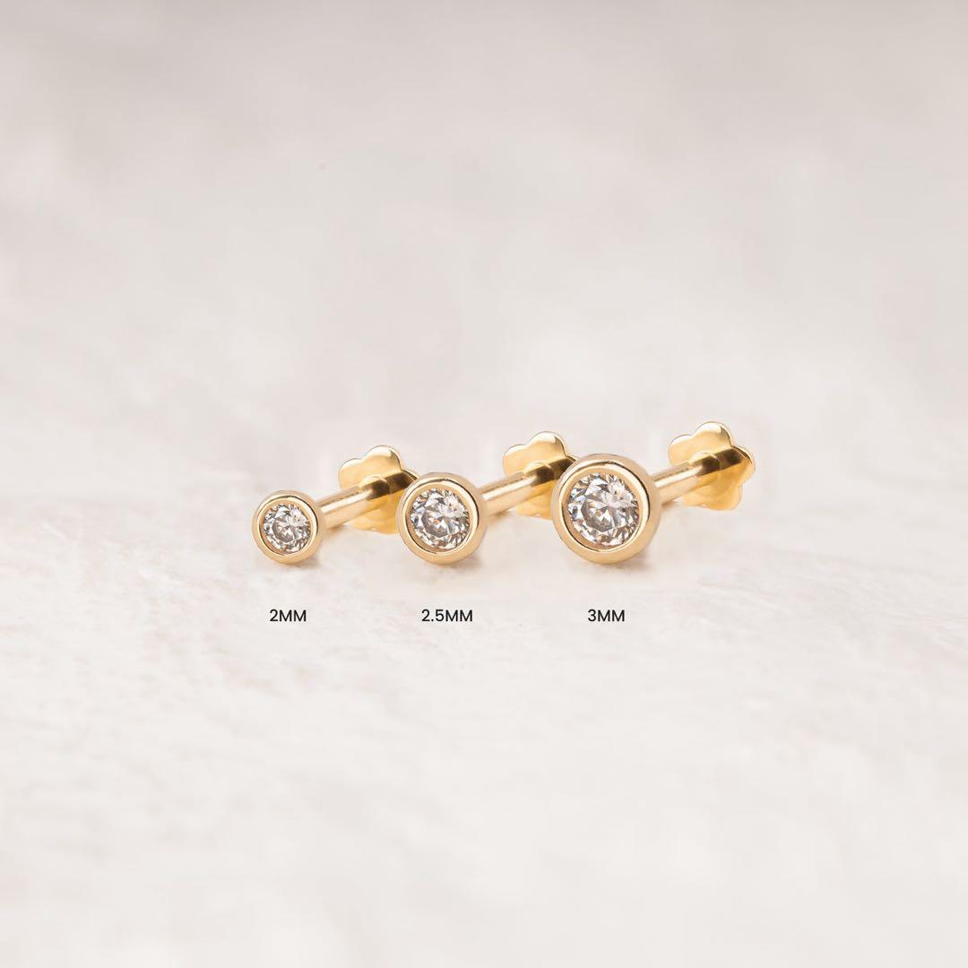 【試着のみ】 J&CO. ピアス 14Kジルコニア 片耳用 2.5mm