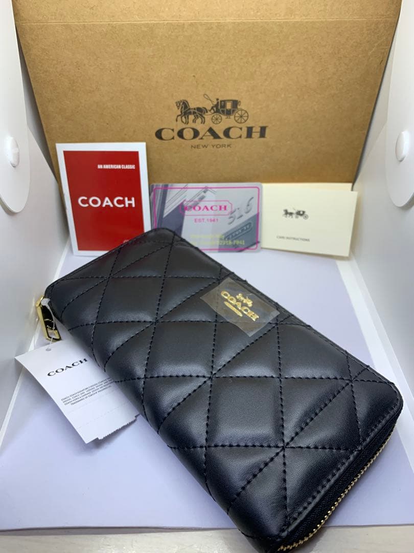COACH コーチ F53637 長財布 キルテッド レザー ジップアラウンド
