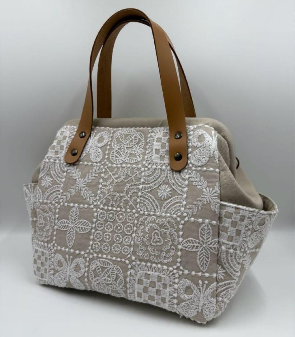 SALE ミナペルホネン foresttile ハンドメイドバッグ ⚮̈ミナペルホネン forest tile beige ネリオバッグ 巾着バッグ