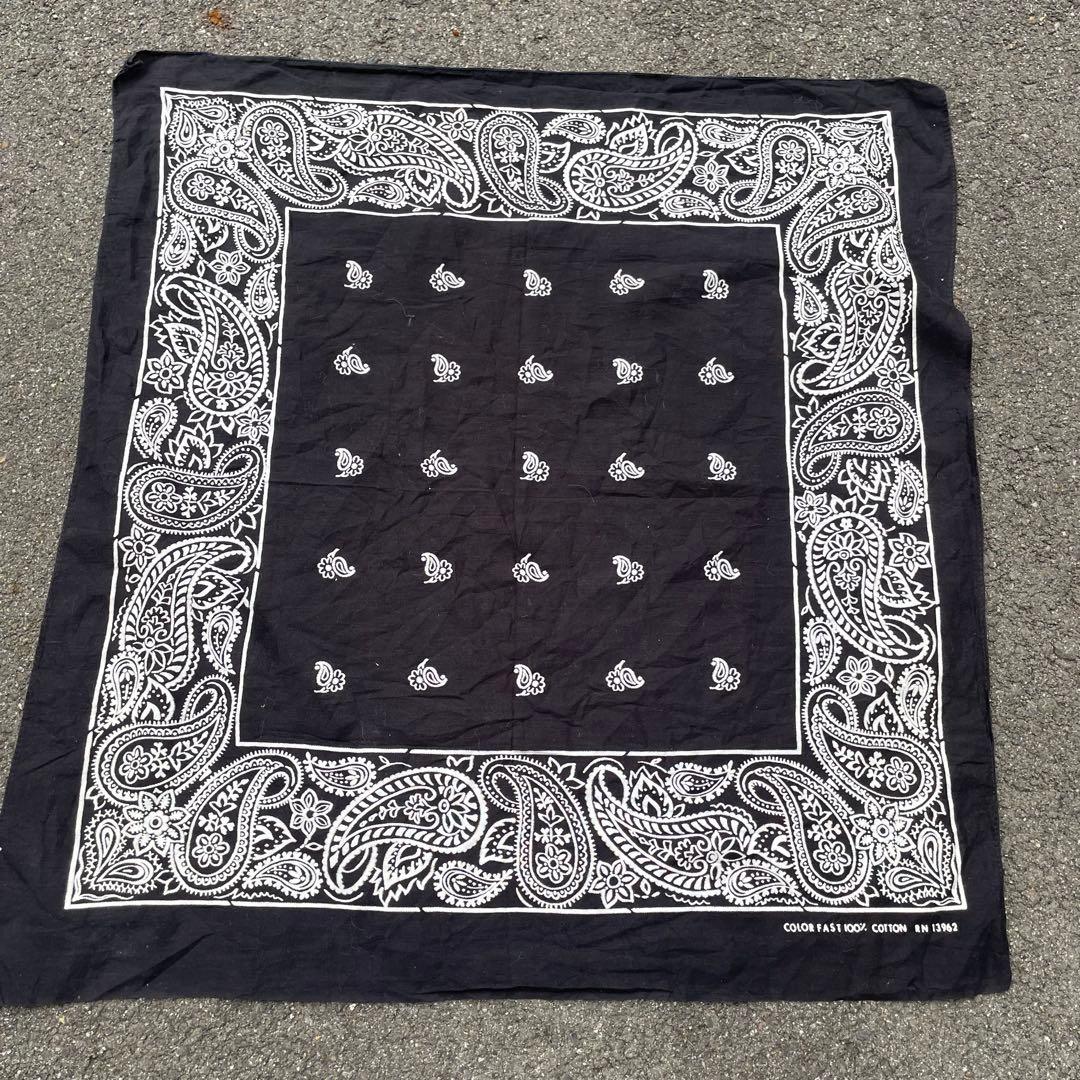 良カラー 70s バンダナ ブラック ペイズリー USA製 ビンテージ - メルカリ