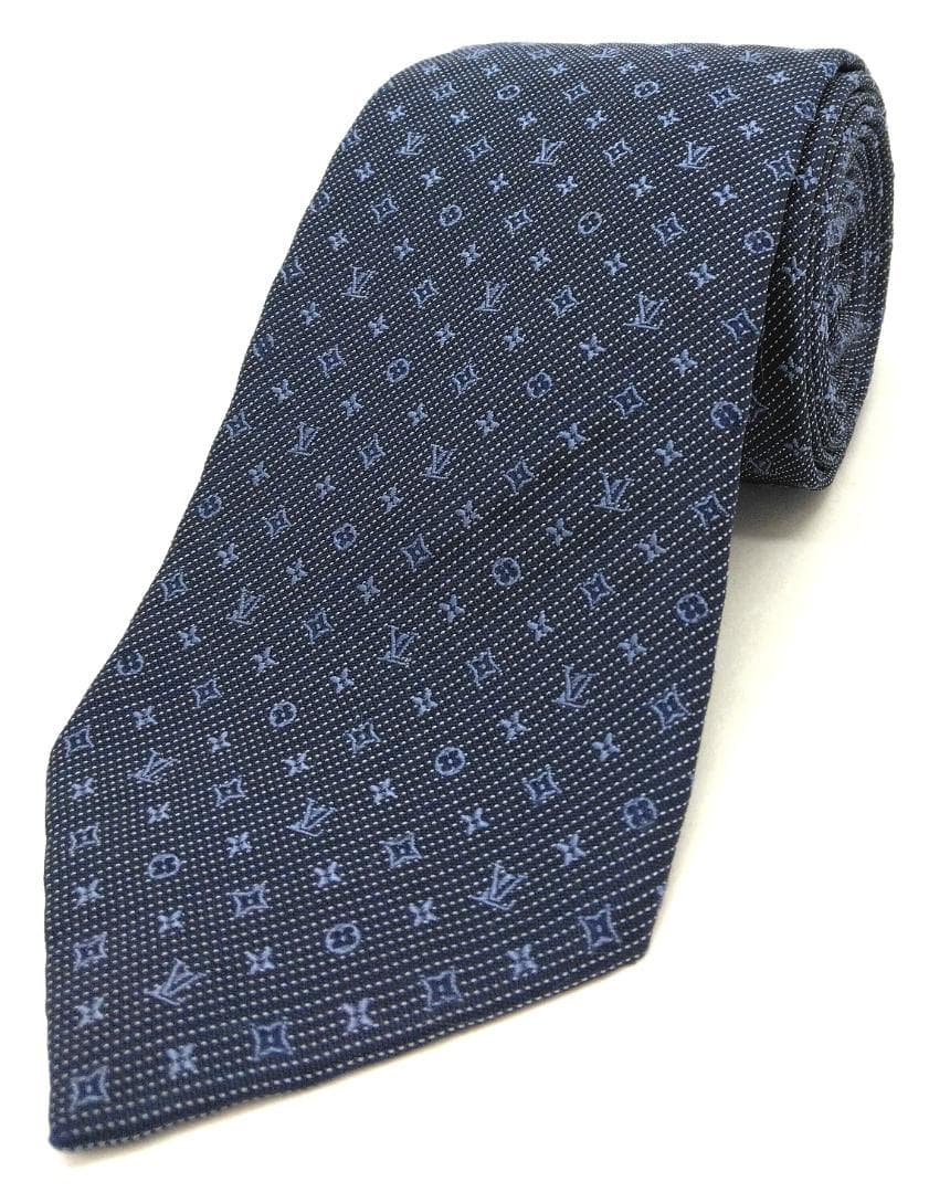 ルイヴィトン ネクタイ マイクロモノグラム ネイビー 中古美品！(27026) 中古・古着通販】LOUIS VUITTON (ルイ ヴィトン) ネクタイ モノグラム