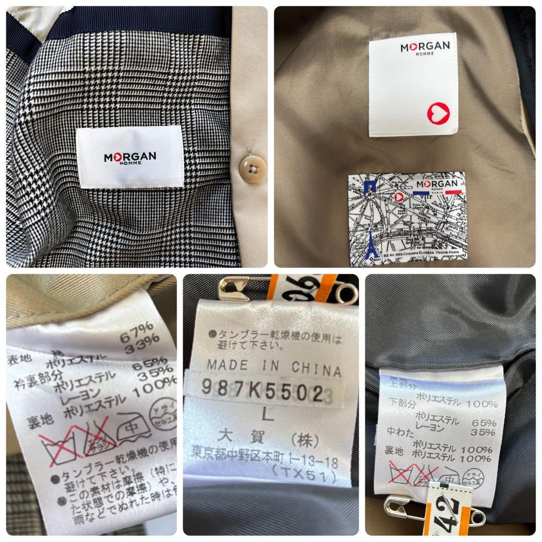 MORGAN HOMME✨未使用級 2way ライナー付トレンチコート 千鳥柄 - メルカリ