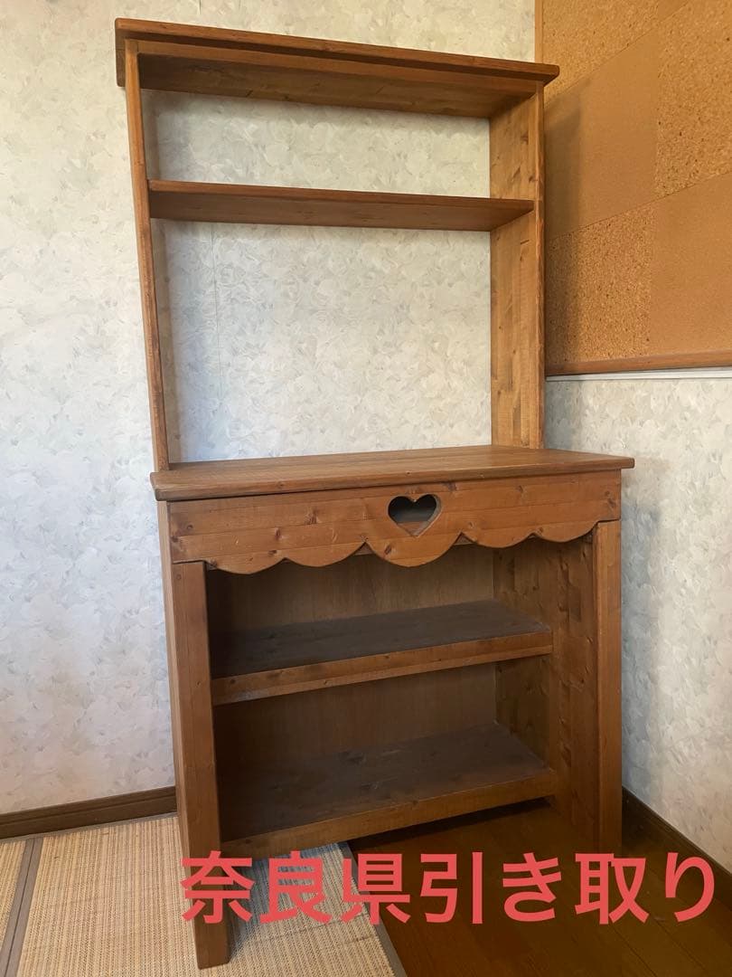 木製デスク 引き出しにハート型切り抜き 東谷 デスク 木製 机 パソコンデスク 幅90cm 学習机 引き出し付き