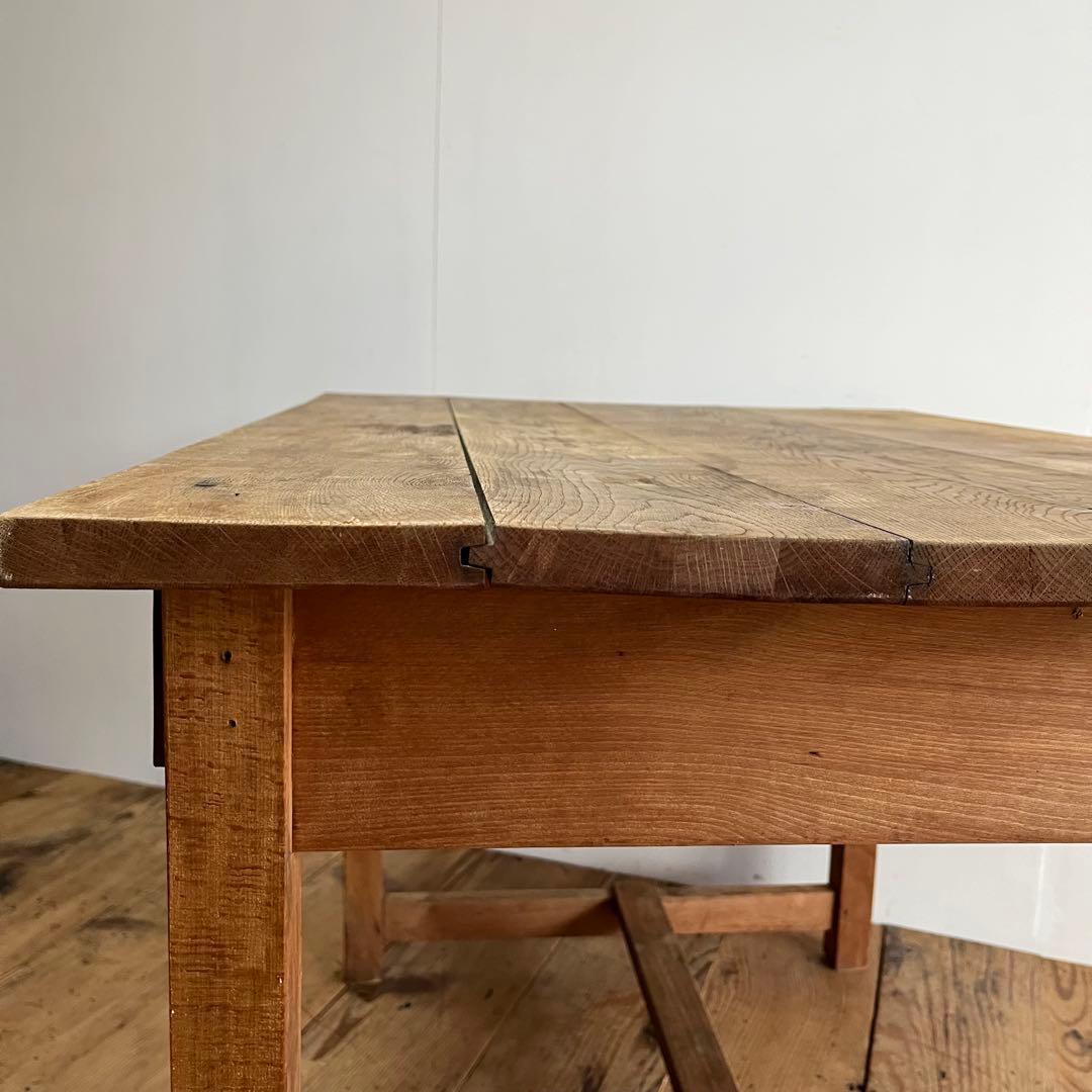 アンティーク テーブル 栗材 ナラ オーク シャビー 無塗装 古道具 《送料込》