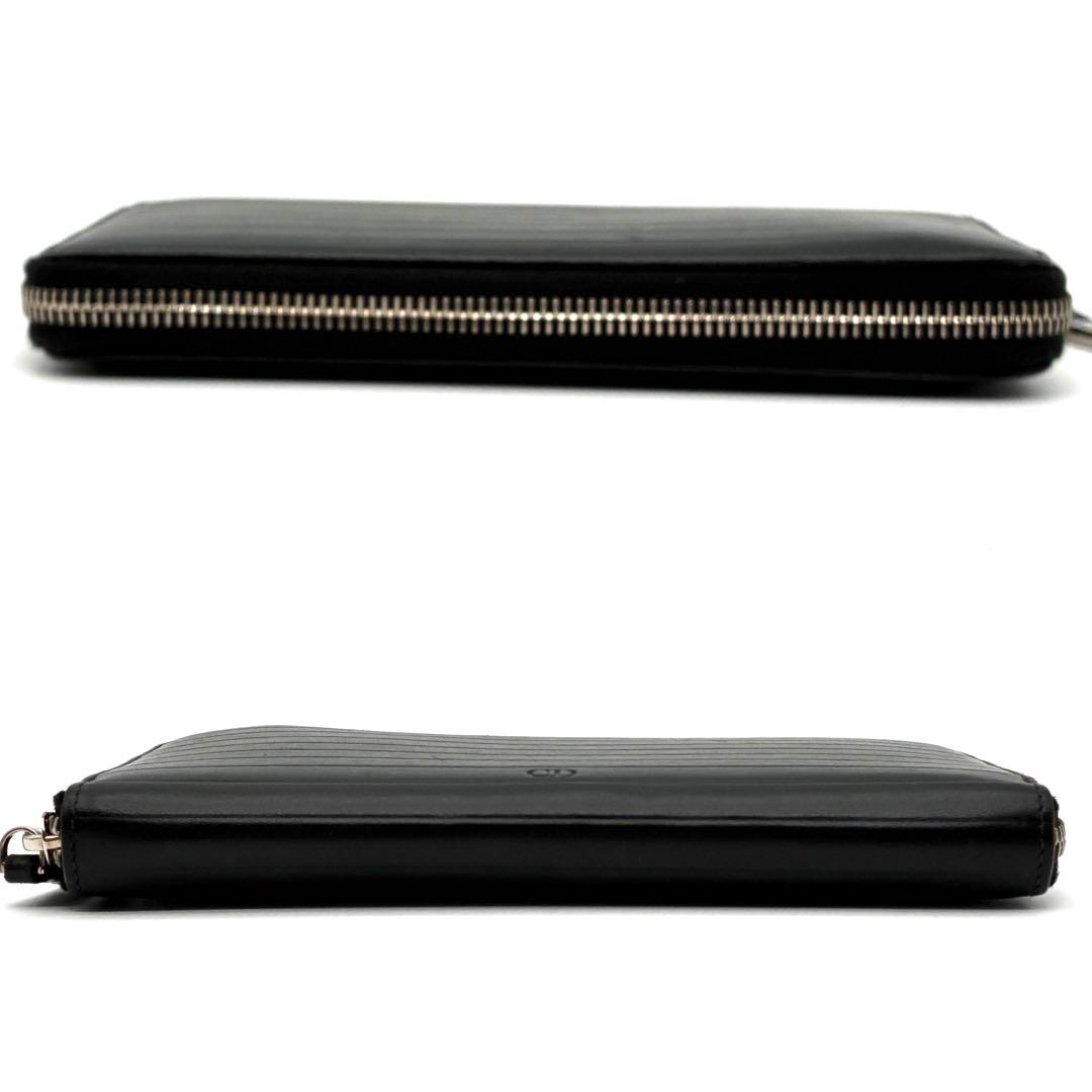 極美品 クリスチャンディオール オム 長財布 CDロゴ ラウンドジップ レザー