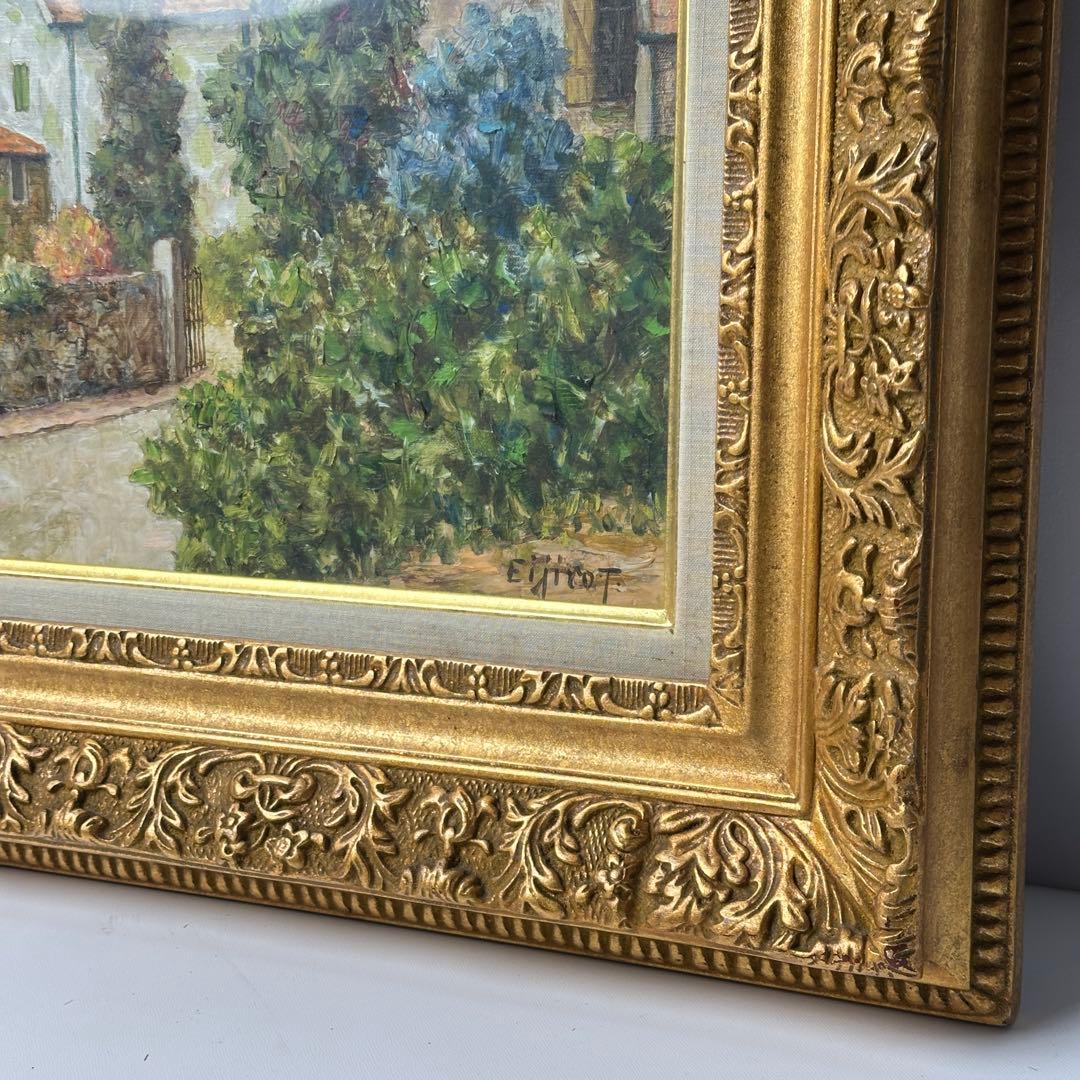 s*2様 田辺栄次郎 F 6号 油彩画 「オベールの農家」 風景画 額装