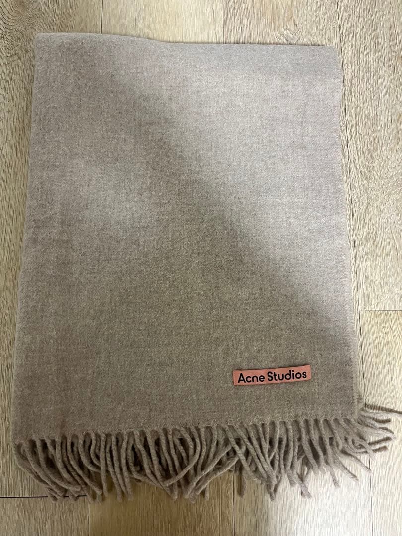 acne studiosマフラー　200cm×70cm オートミール アクネ Acne Studios マフラー フリンジウールスカーフ オートミール