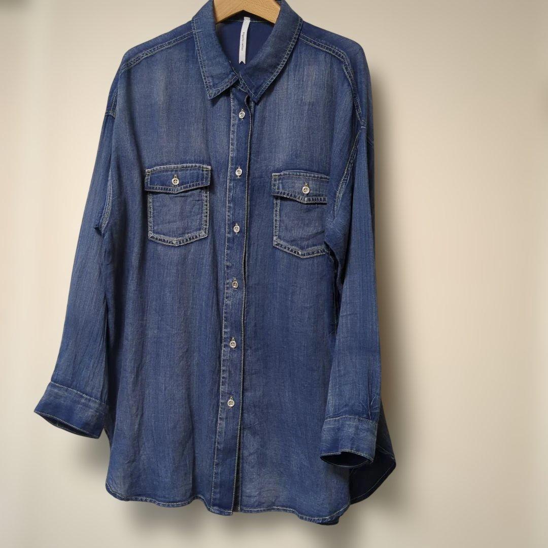 極美品☆定価1.7万 Dignite Collier シアーデニムシャツ 紺 - メルカリ
