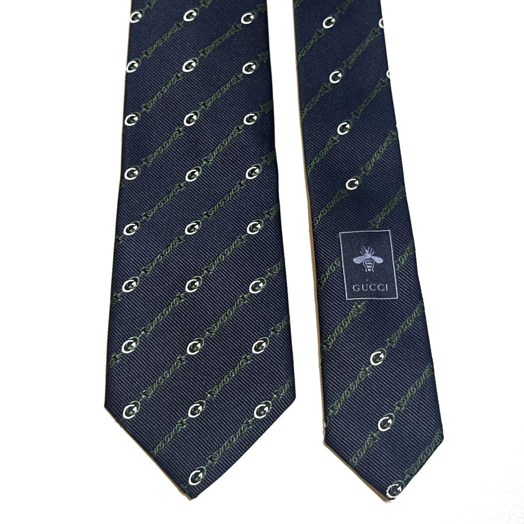 未使用品】 グッチ ネクタイ GG柄 ストライプ 蜂 ハイブランド シルク