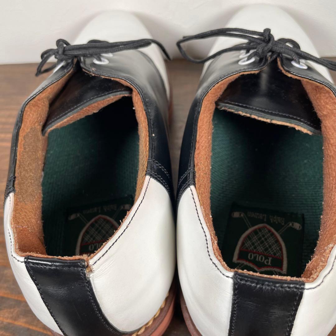 美品】POLO ポロラルフローレン ゴルフシューズ サドルシューズ レザー