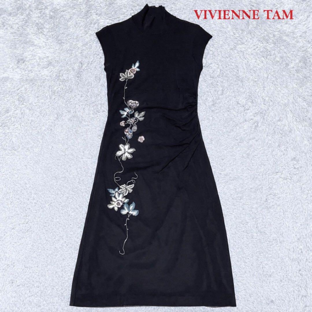 ヴィヴィアンタム 花柄刺繍 パワーネット ワンピース ストレッチ