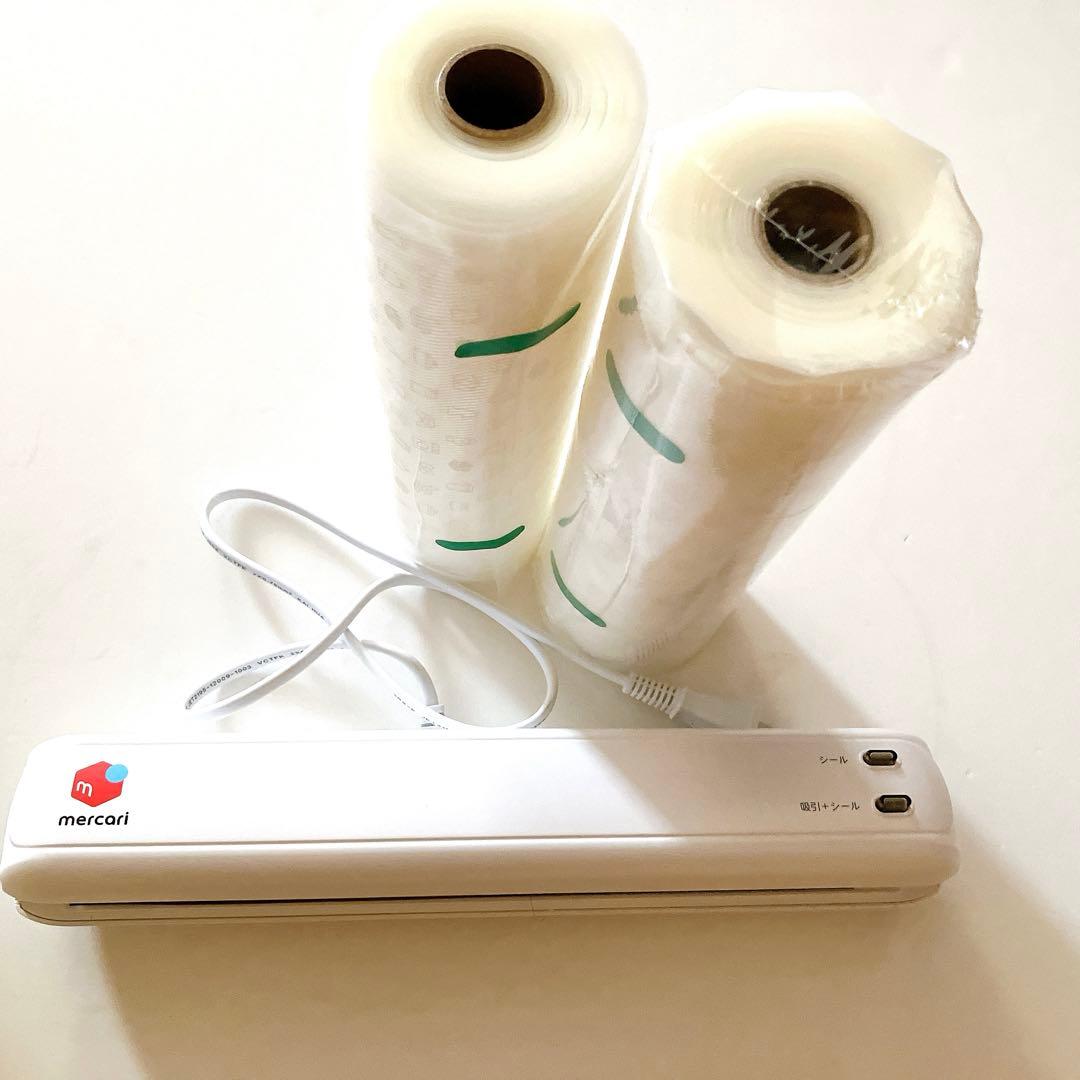 dretec×メルカリ 衣類用圧縮シーラー 圧縮ロールフィルムセット メルカリ公認資材 【衣類用圧縮シーラー1＋衣類圧縮用ロールフィルム1