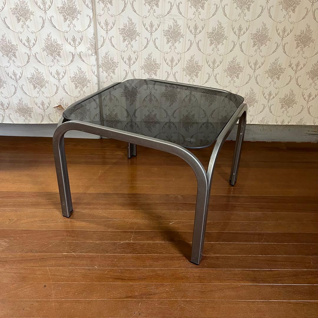 アンティーク】昭和レトロ アイアンフレーム ガラステーブル 座卓