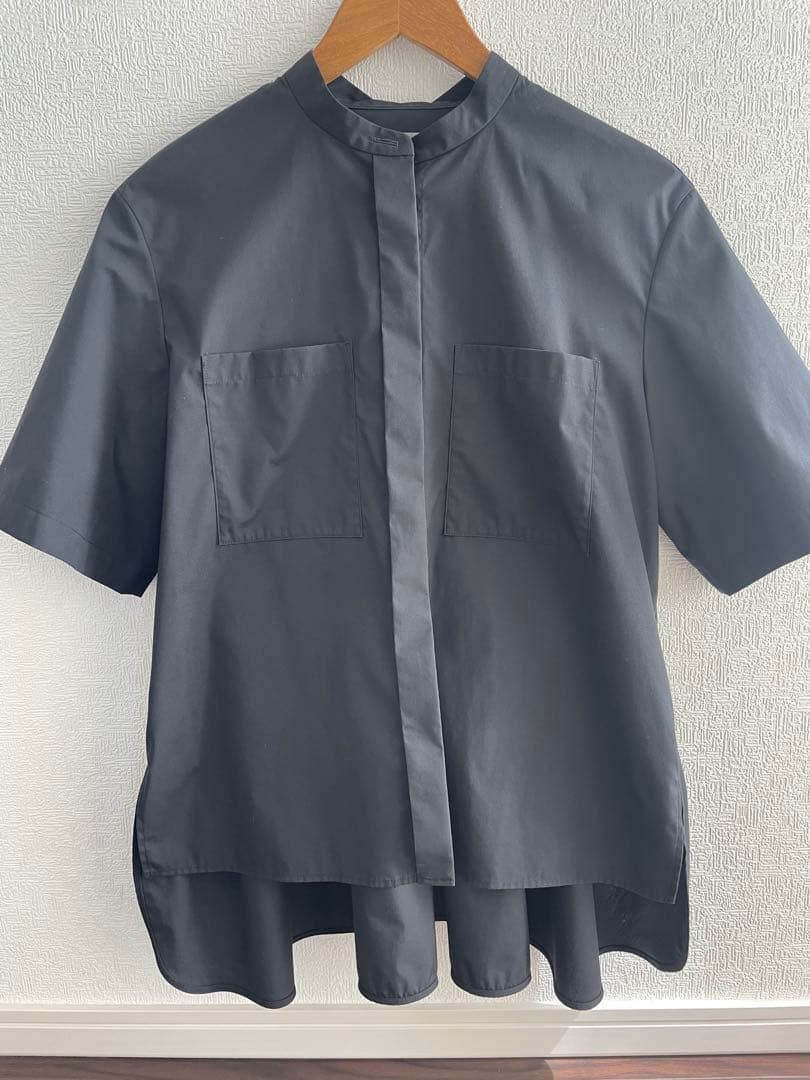 theory luxe バンドカラー半袖ブラウス SUIT SELECT ブラウス シャツ 「吸水速乾・ストレッチ素材」ほんのり