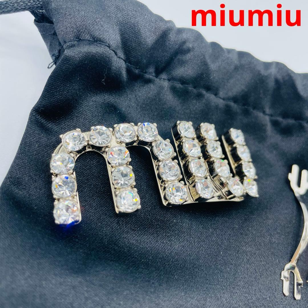 miumiu ミュウミュウ ロゴ クリスタル バレッタ ヘアクリップ miu miu（ミュウミュウ） バレッタ 5JF082 2DNC レディース ヘア