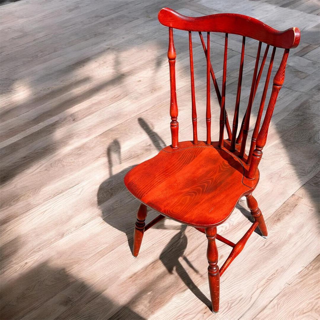 アンティーク② 飛騨産業 ウィンザーチェア ブナ キツツキ 無垢材 赤