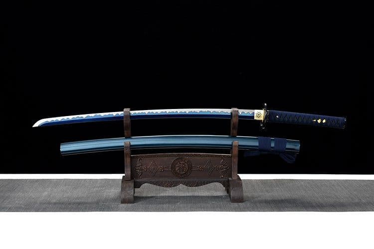 海の青 武具　刀装具　日本刀　模造刀 居合刀 日本刀 模造刀 飛沫 青飛沫 大刀 日本製 /全長 105cm/刃渡り 70cm/柄長