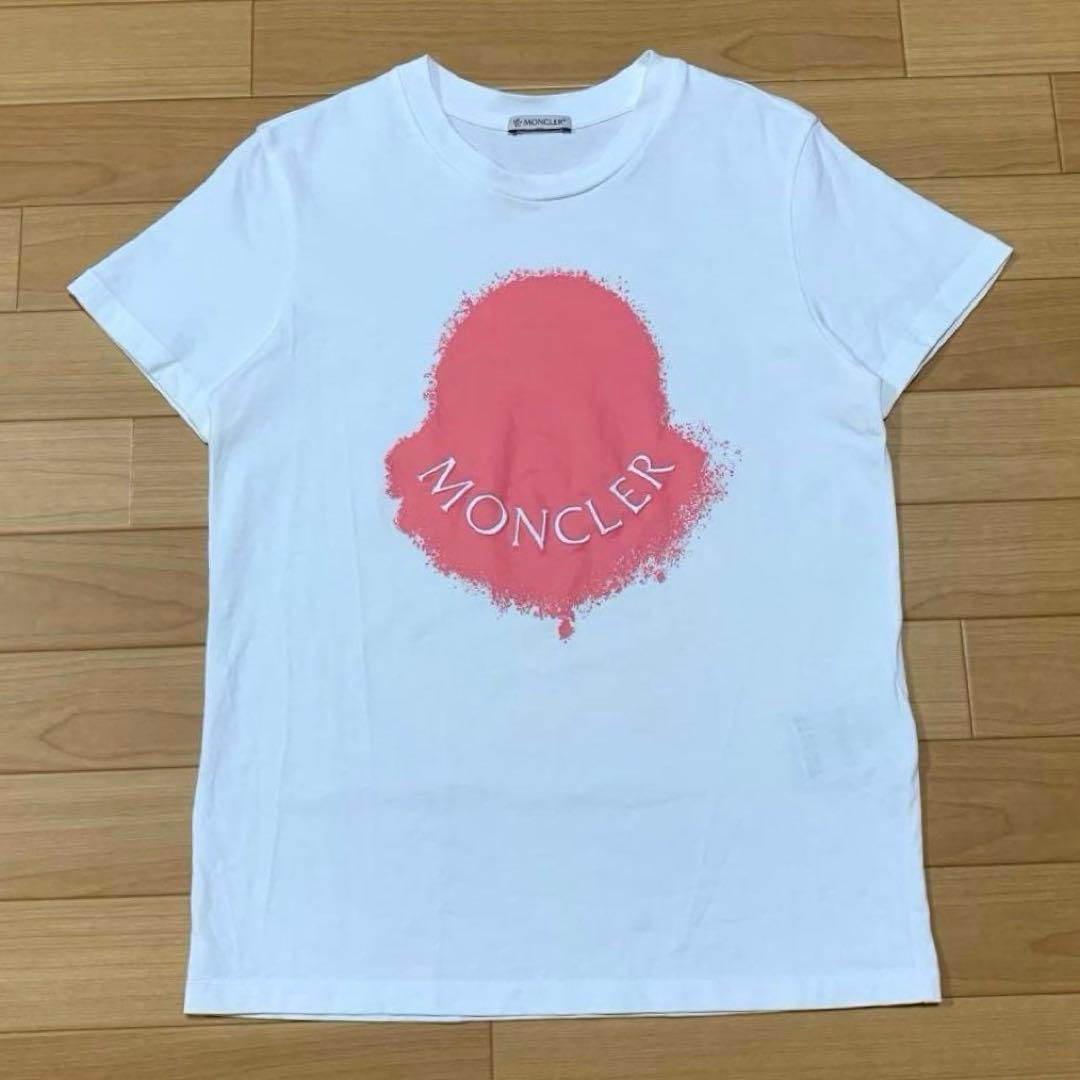 極美品］モンクレール ピンクロゴ S ワッペン ホワイト Tシャツ4S435