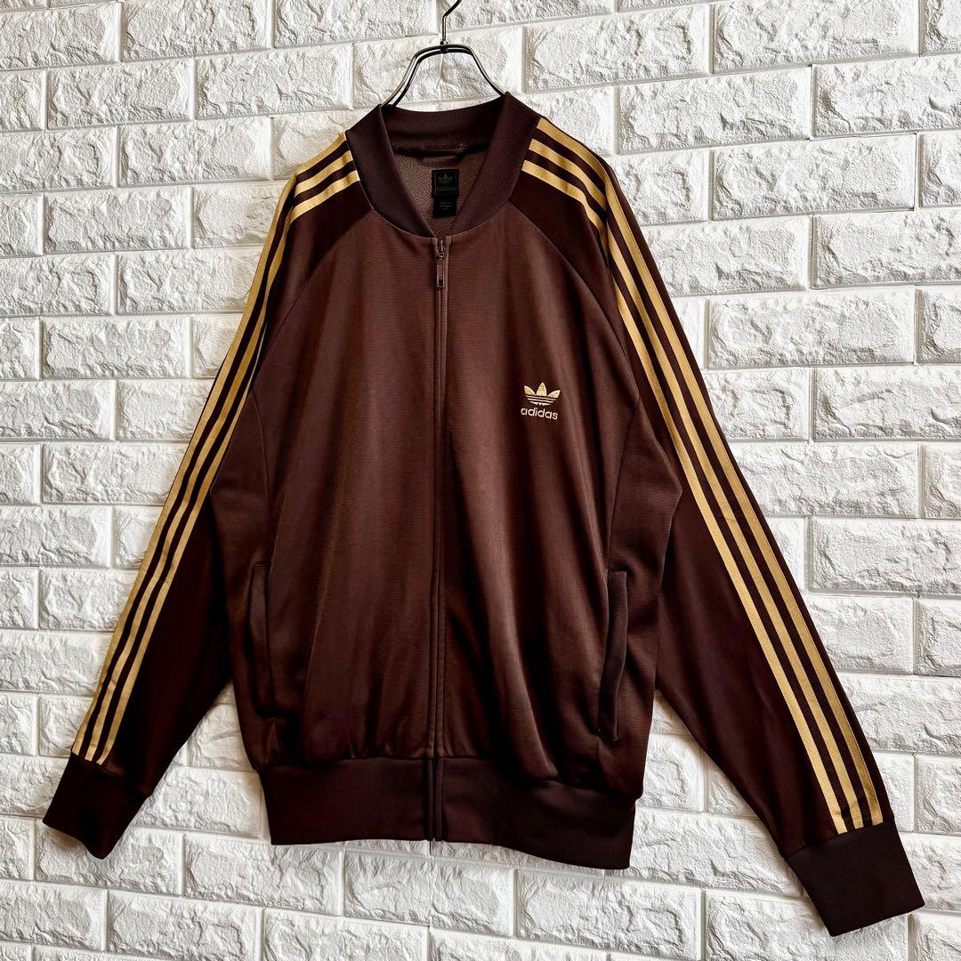 ◇超ビッグ／美品◇ 00s アディダス ジャージ ダークブラウン×ベージュ