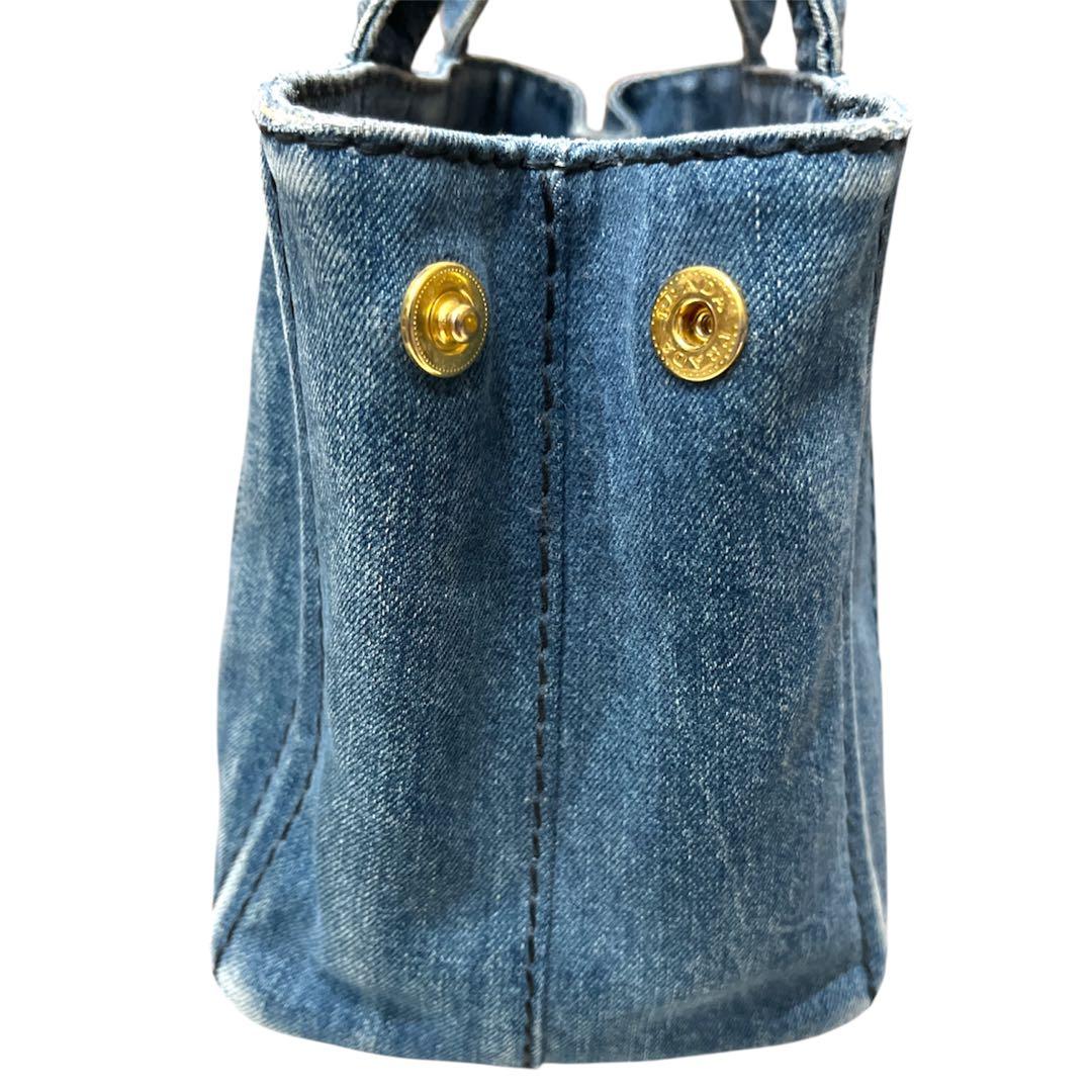 PRADA カナパ S トートバッグ デニム ブルー 三角ロゴ 肩掛け - メルカリ