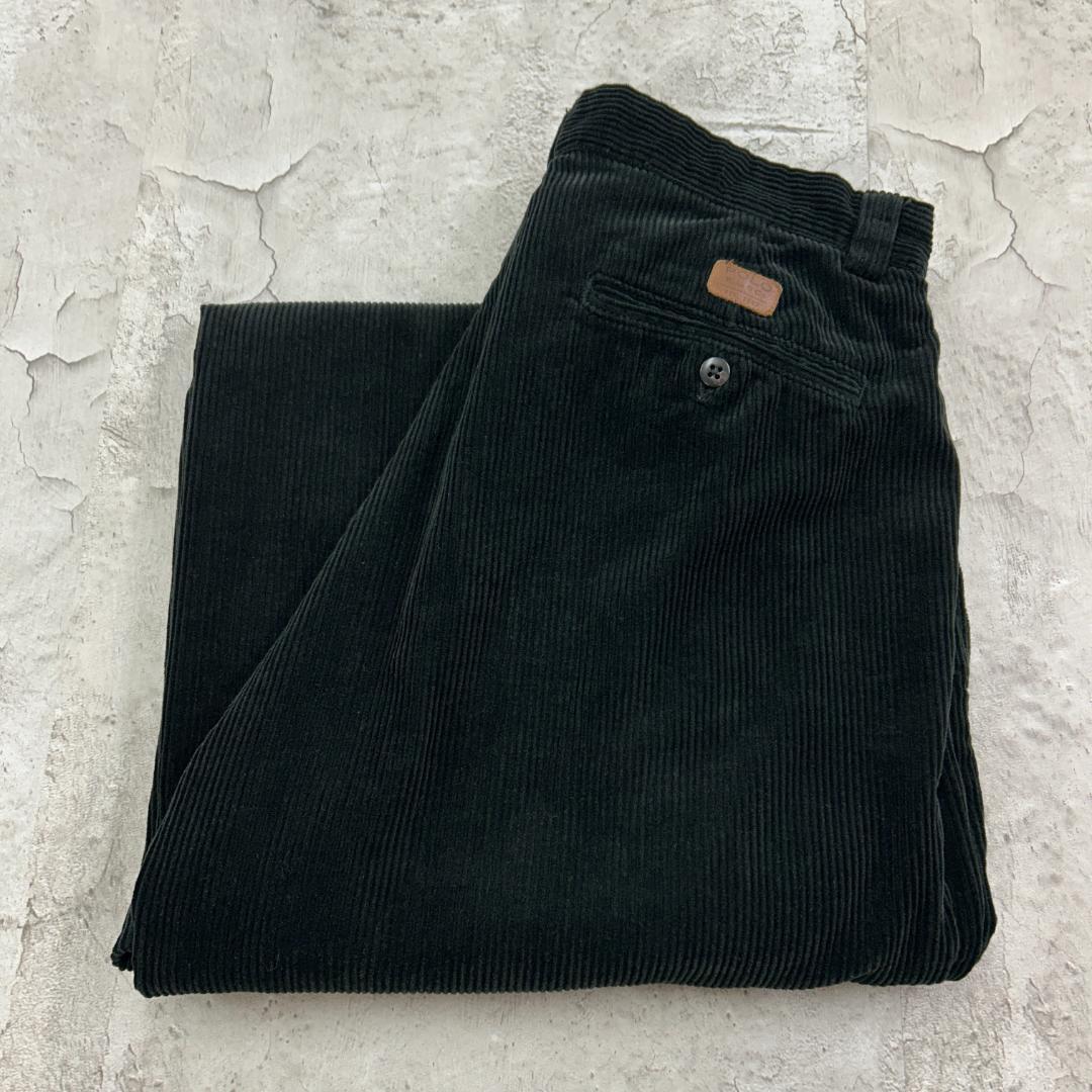 K*様 ラルフローレン　太畝　アメトラ　コーデュロイパンツ　古着　ブラック　W3 90's Polo Ralph Lauren 2タック 太畝コーデュロイトラウザー 