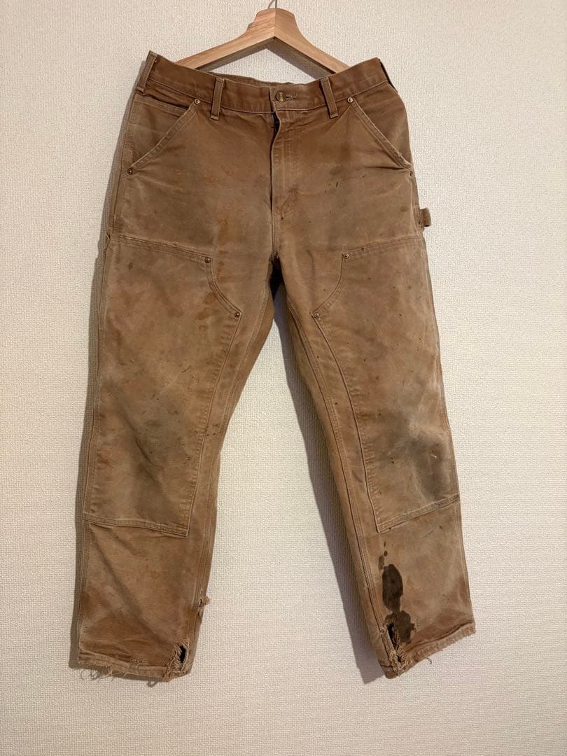 に*ん様 80s Carhartt ダブルニーパンツ 襤褸 ボロ 雰囲気系 w3 00s Carhartt ペンキ ダブルニー 襤褸 ボロ ダック ペインターパンツ