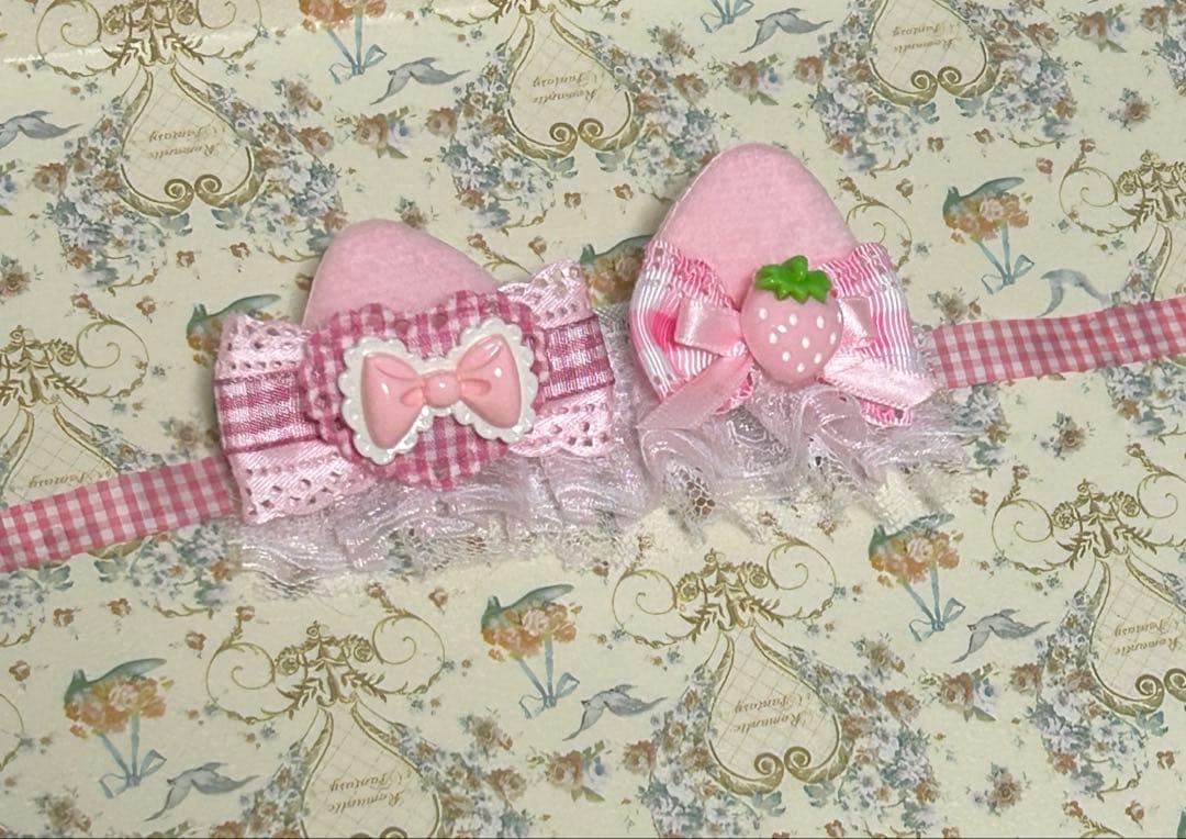 ぬい服 ヘッドドレス 10cm 猫耳 ピンク リボン - メルカリ