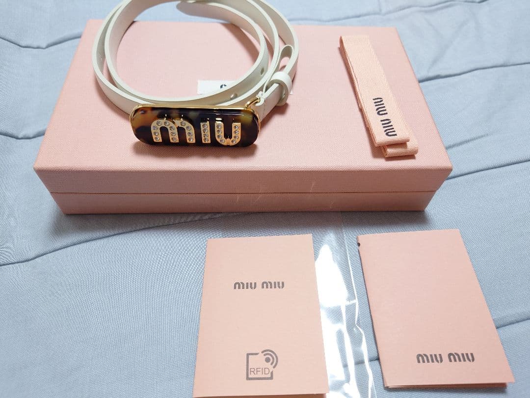 miu miu ☆ベルト ストーン付き ホワイト新品　未使用 楽天市場】ミュウミュウ ベルトの通販