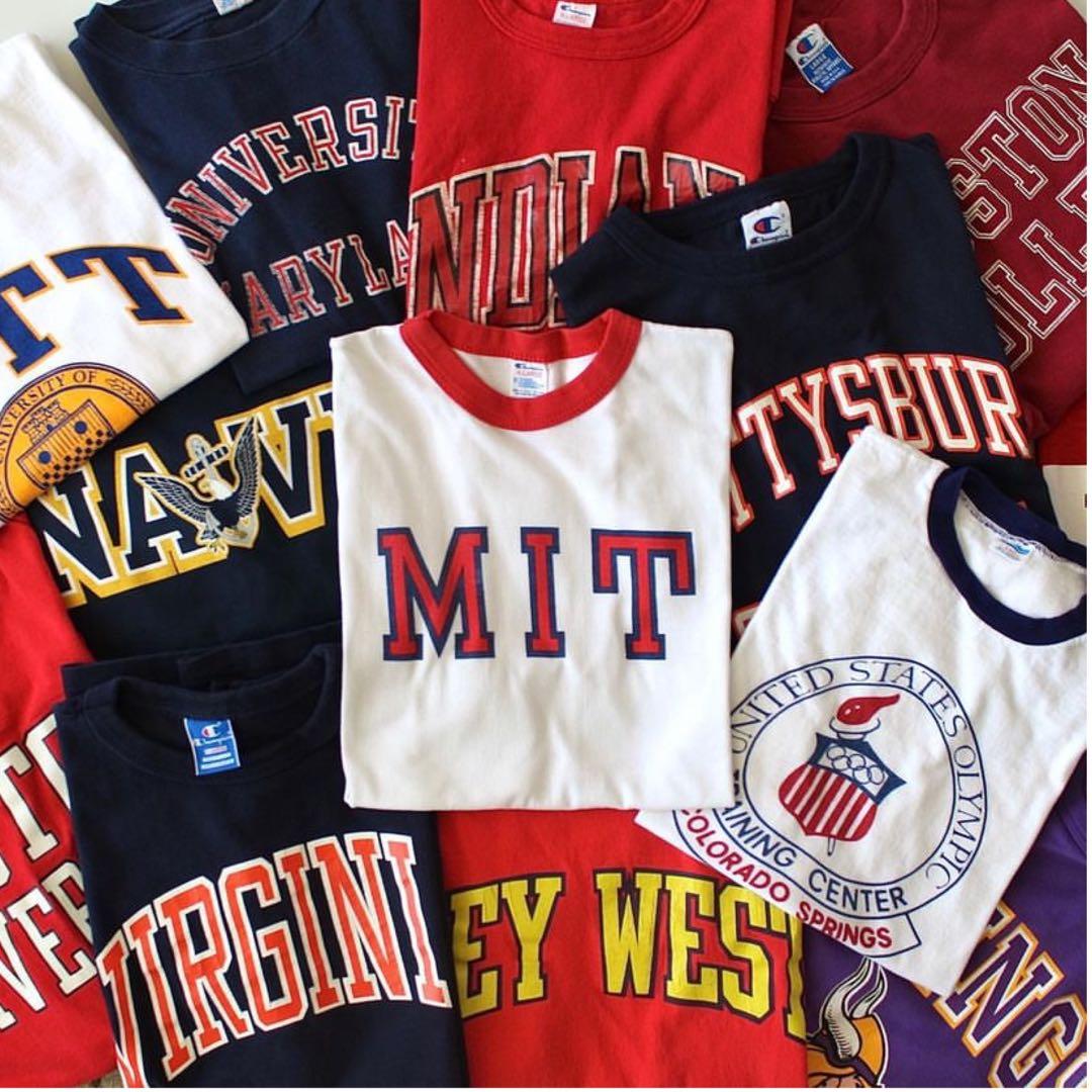 超希少&XL!VTG 1980'sチャンピオンカレッジTシャツUSA染込プリント