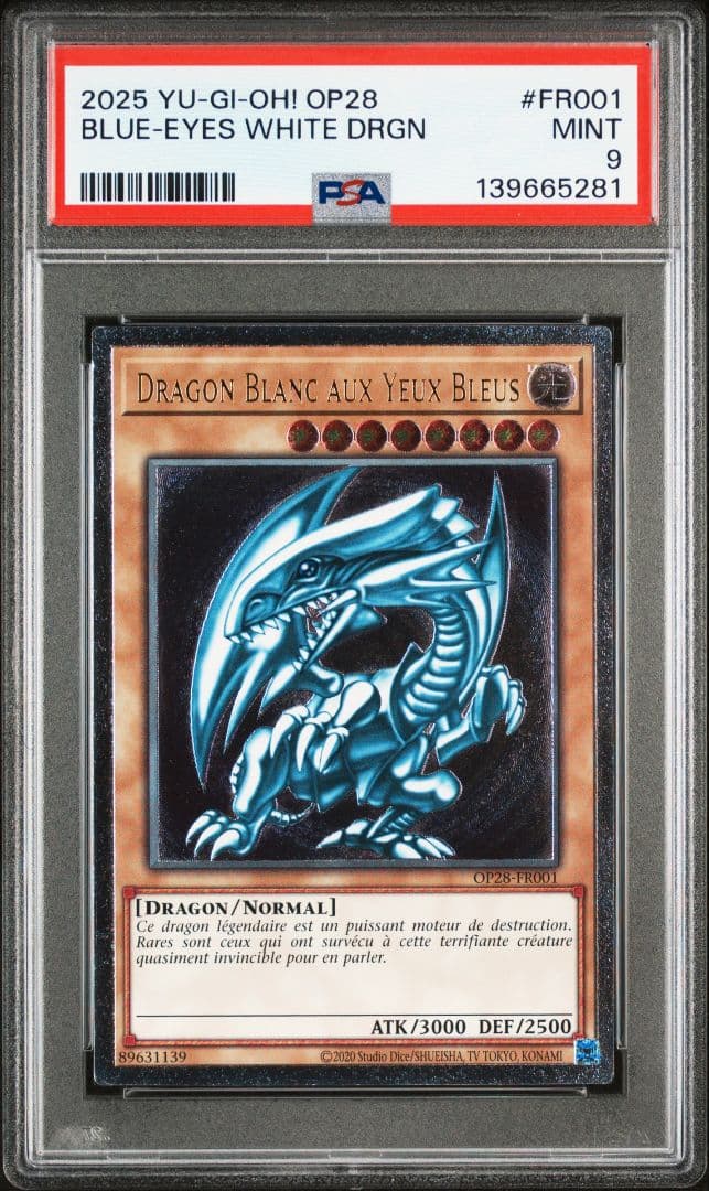 PSA9 EU フランス語 青眼の白龍 ブルーアイズ OTS28 レリーフ デ*ン様 EU 英語 青眼の白龍 ブルーアイズ OTS28 遊戯王 レリーフ