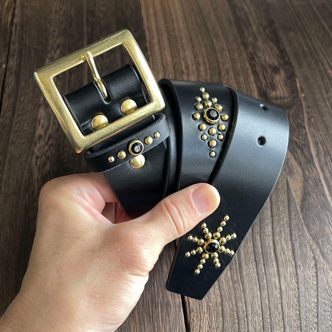 スタッズギャリソンベルト 牛ヌメ 真鍮 38mm HTC CALEE - メルカリ