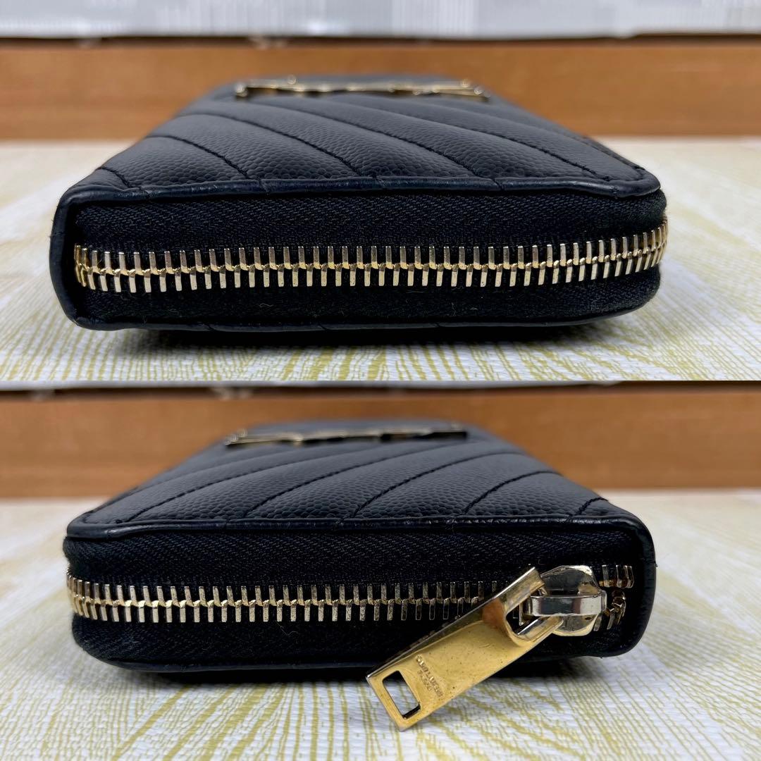 サンローラン 長財布 カサンドラ ラウンドジップ ブラック 黒 キャビア