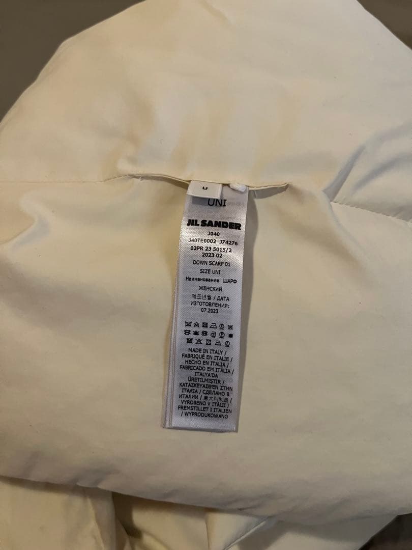 JIL SANDER＋ダウンスカーフ ホワイト ユニセックス 購入後試着のみ