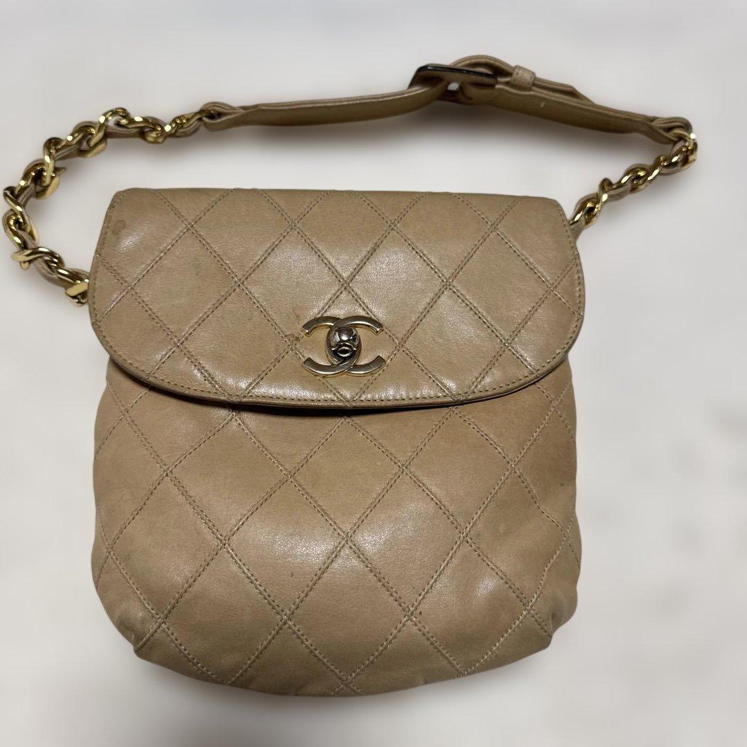 シャネル　ヴィンテージ　ウェストポーチ　ベージュ CHANEL シャネル ミニマトラッセ ウエストポーチ ミニボディバッグ