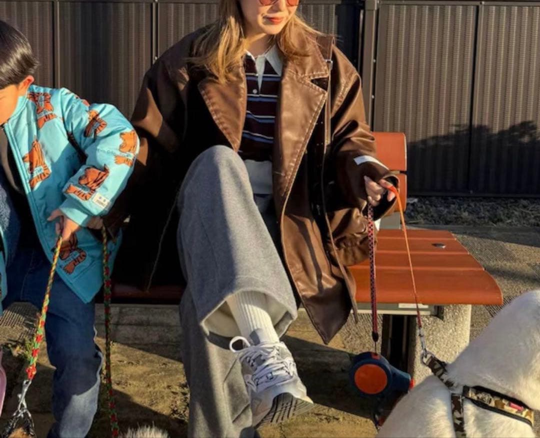 nikoand… フェイクレザーフェードジャケット ブラウン - メルカリ