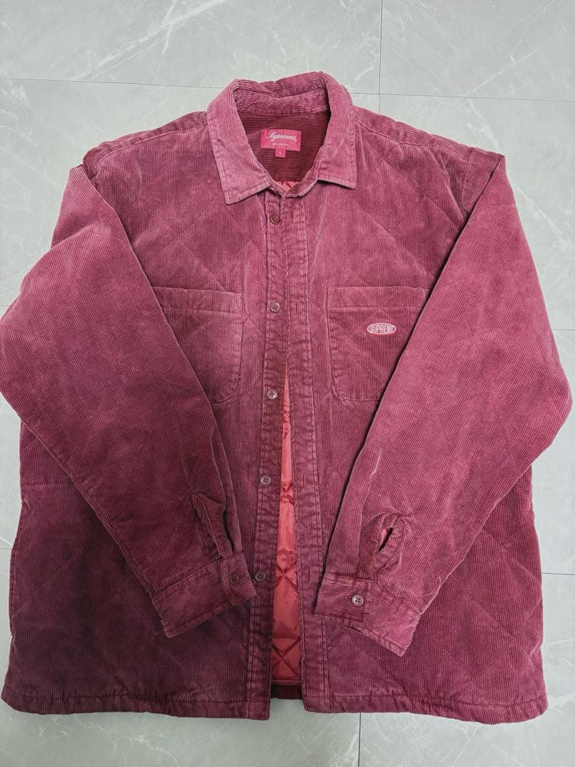 Supreme コーデュロイ 長袖シャツ L バーガンディ ☆Supreme☆2024年立ち上げ☆コーデュロイ ジップアップシャツ