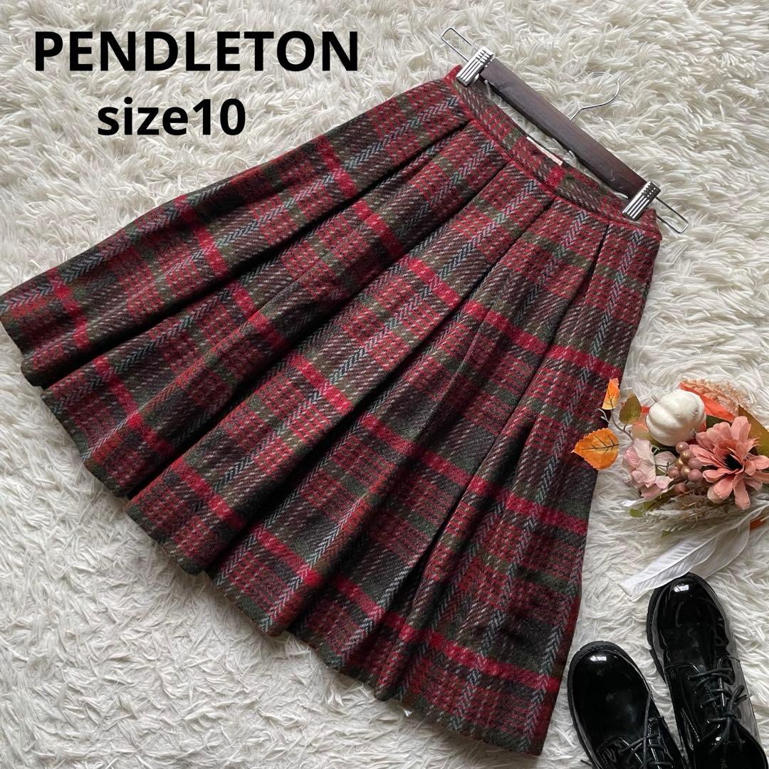 ペンドルトン　美品バージンウールタータンチェックプリーツスカート　ヴィンテージ PENDLETON - 70s USA製 ペンドルトン チェック ウール プリーツ