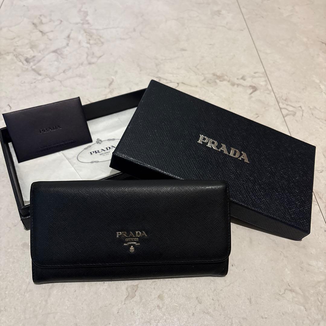 PRADA プラダ サフィアーノレザー 長財布 ブラック - メルカリ