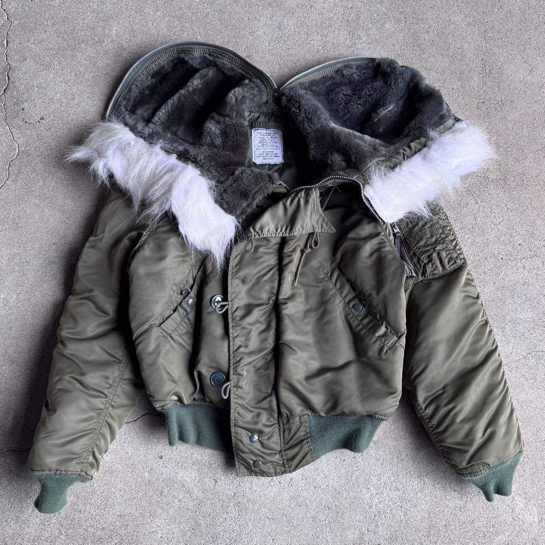 USA製 ALPHA N-2B flight jacket n2b 80s Vintage ALPHA INDUSTRIES N-2B Flying Mans Fur Hooded Parka Jacket