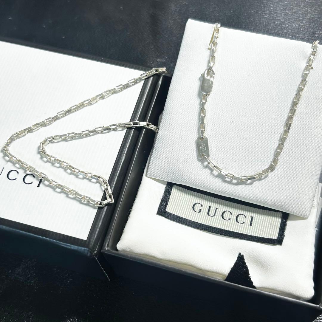 GUCCI グッチ　チェーン　ネックレス　50cm シルバー　美品 GUCCI（グッチ） インターロッキング チェーンネックレス 759703 J8400