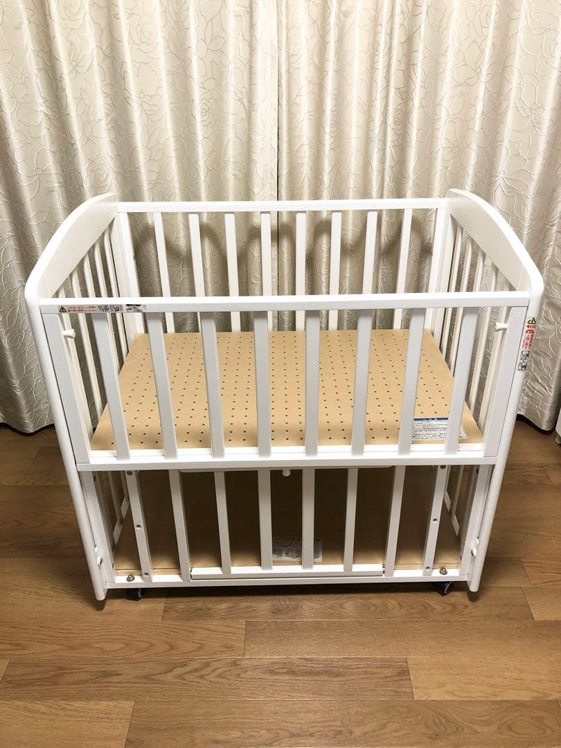 ミニベビーベッド　カトージ　ホワイト　60×90 カトージ ミニベビーベッド ハイタイプ（プチホワイト）【内寸：60