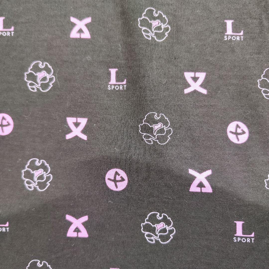 未使用級】レオナール長袖コットンポロシャツ 総ロゴマーク花柄