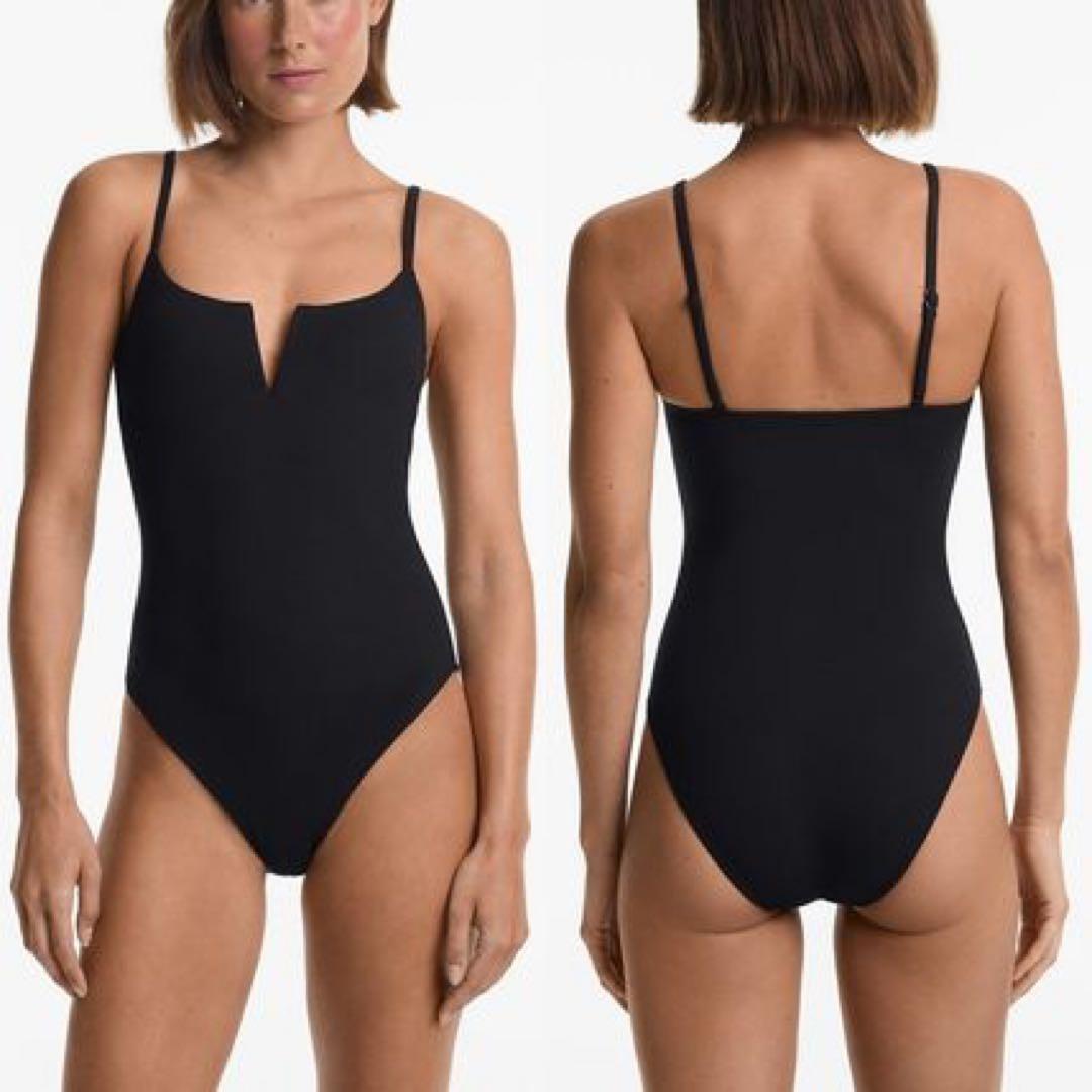 【OYSHO】フロントVカットピケ生地ワンピース水着/Sサイズ