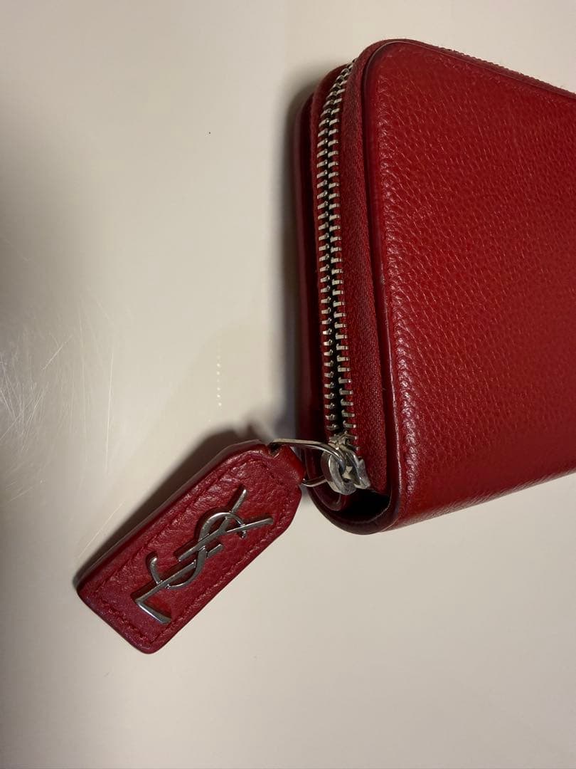 SAINT LAURENT 二つ折り財布 レッド 短財布 - メルカリ