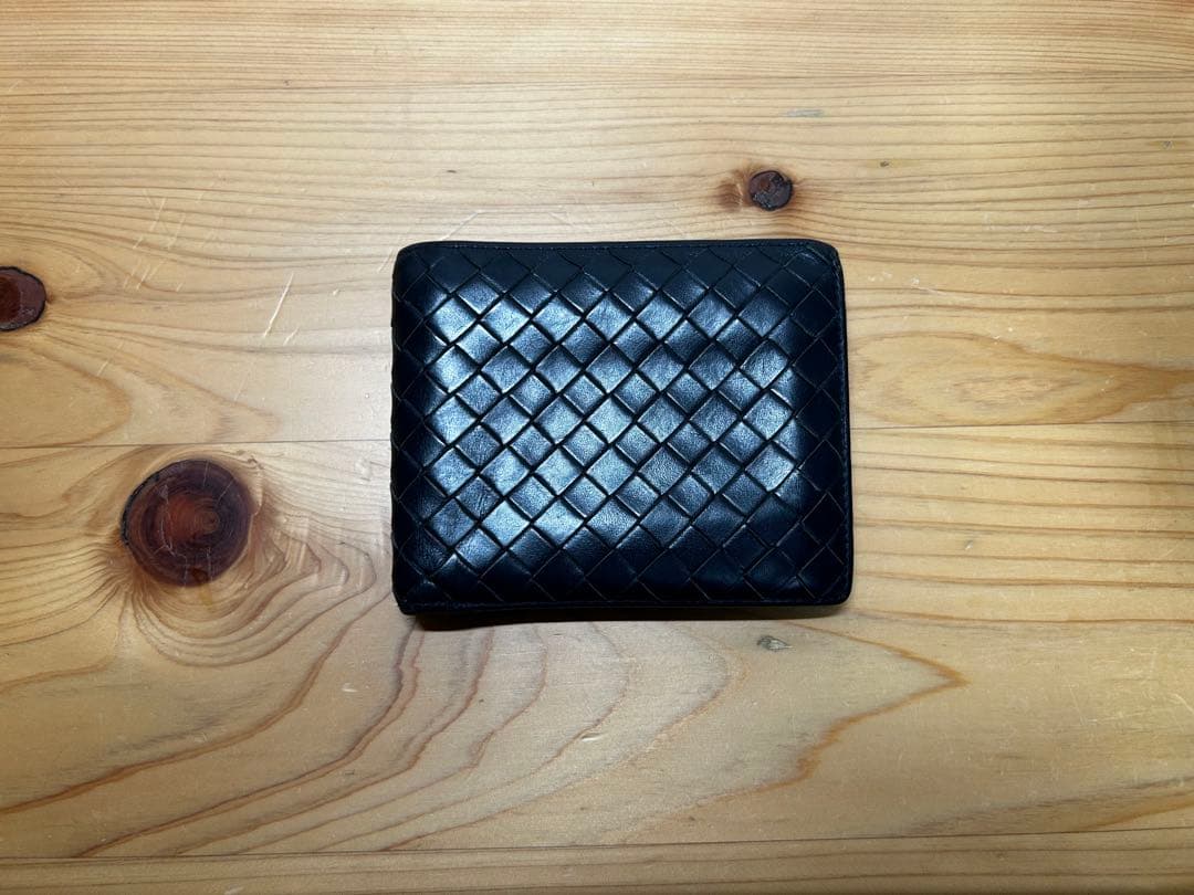 黒 レザー 二つ折り財布 編み込みデザイン メンズ 長財布 本革 編み込みデザイン メッシュレザーウォレット