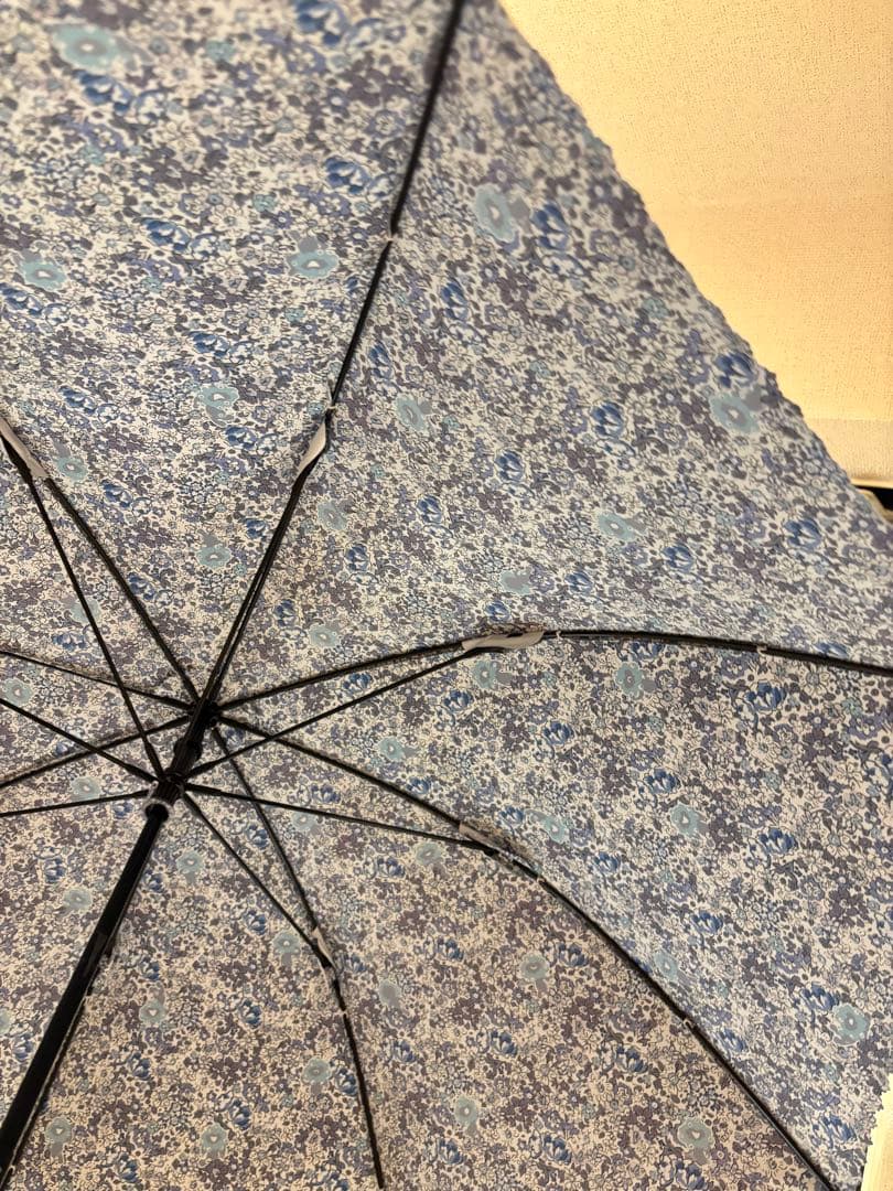 全天候対応 ミャクミャクUVカット長傘 リバティ柄 花柄晴雨兼用 ブルー